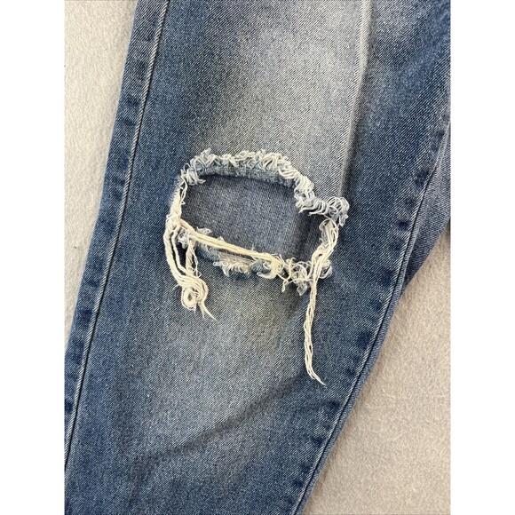 Boohoo Rose Flower Embroidered Light Wash Jeans Ripped High Waisted Size 4 - Picture 6 of 12